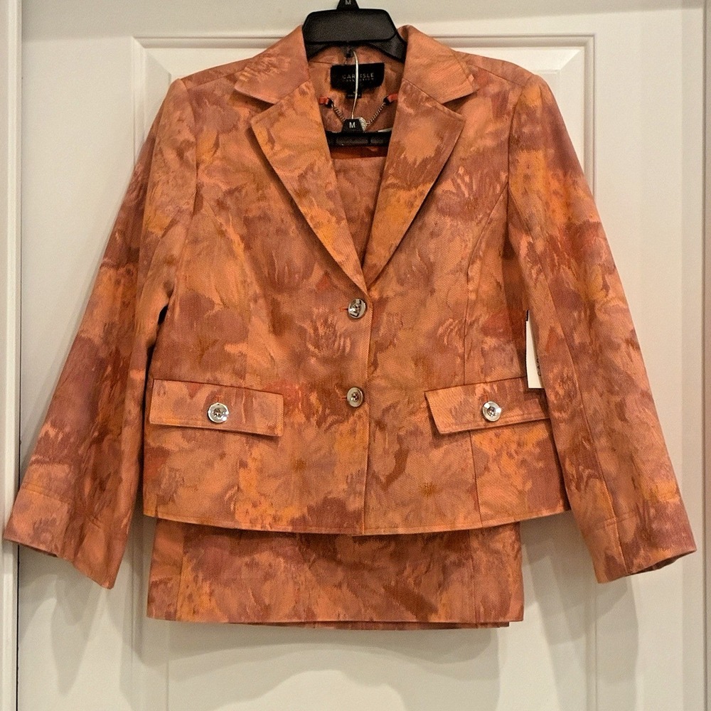 Carlisle Collection Marais Italian Floral Jacquard Skirt Suit-Jacket 12 Skirt 6